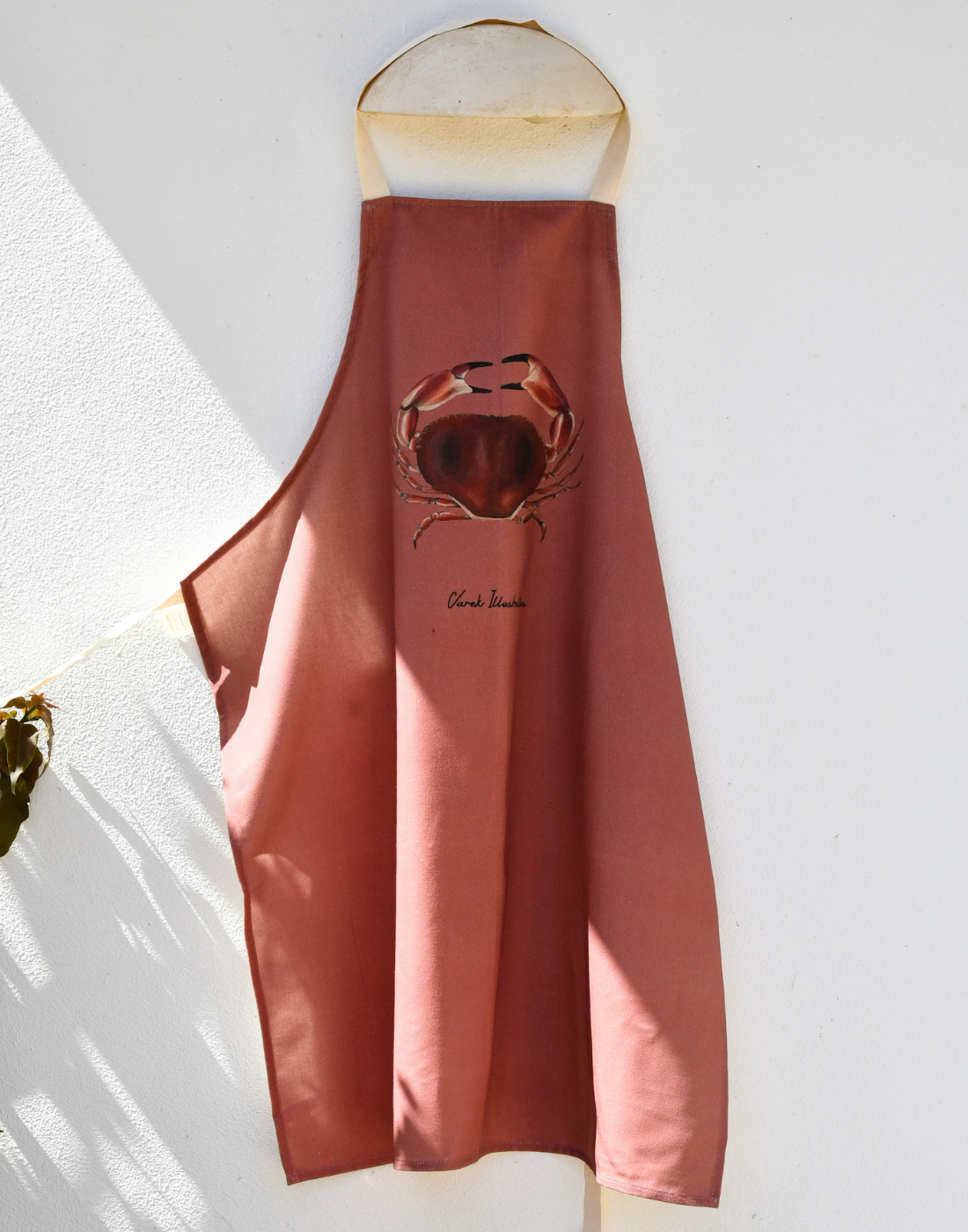 Apron Red brown 100% cotton: the shrimp