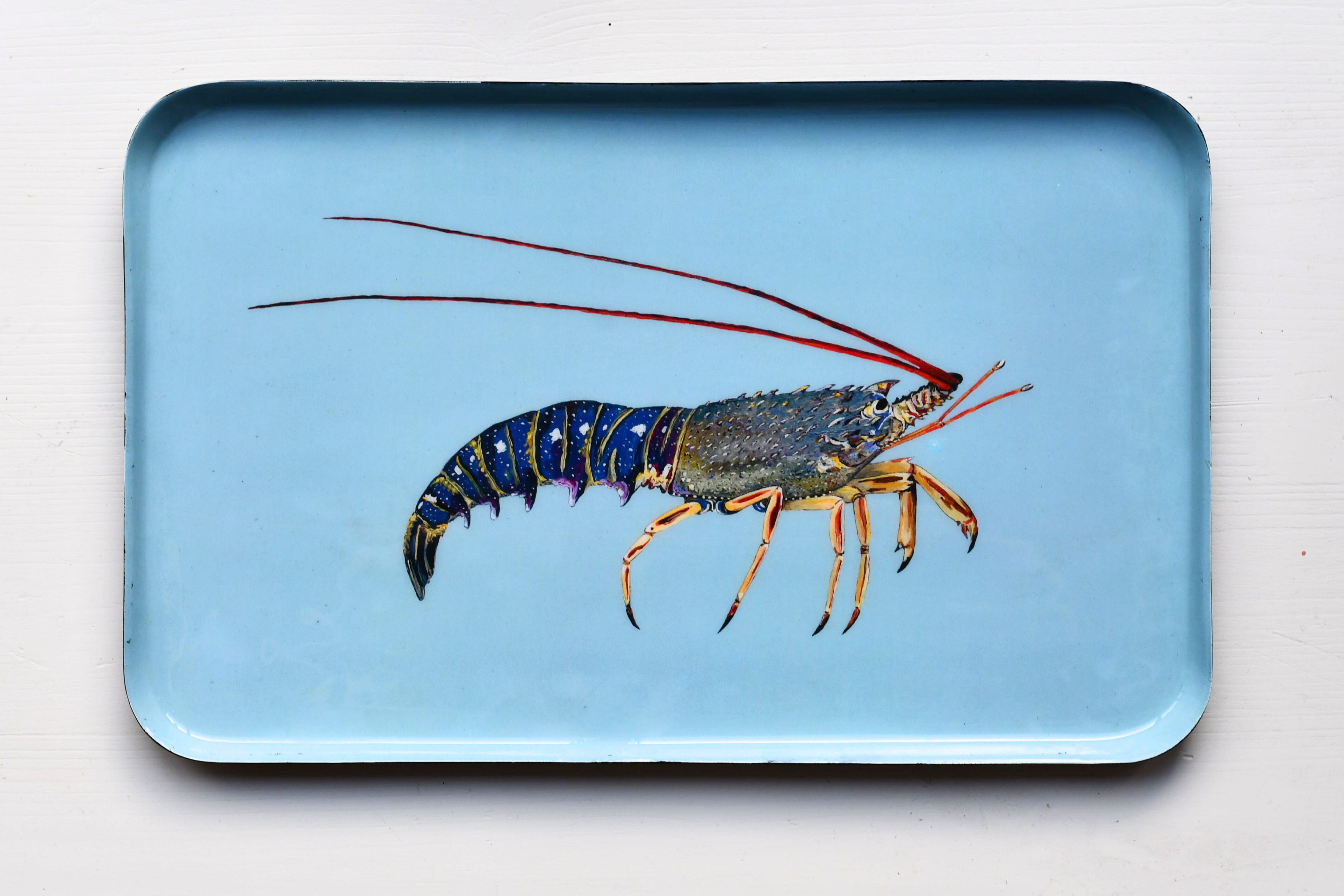 Plateau en aluminium émaillé 40 x 25 cm : La Langouste