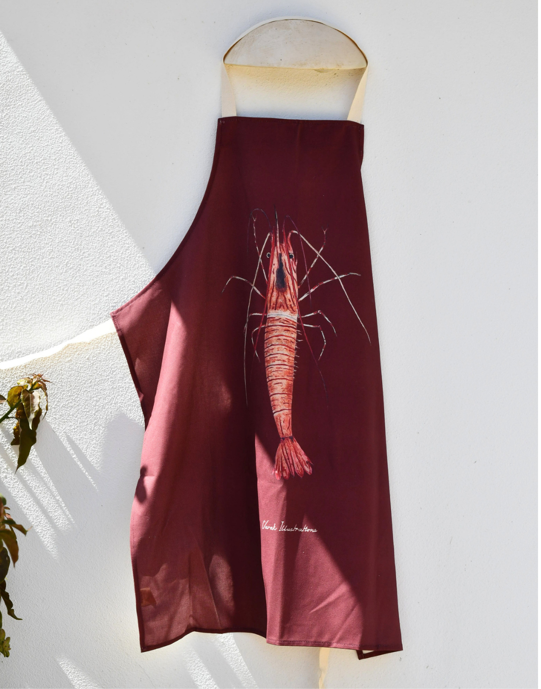 Apron Red brown 100% cotton: the shrimp