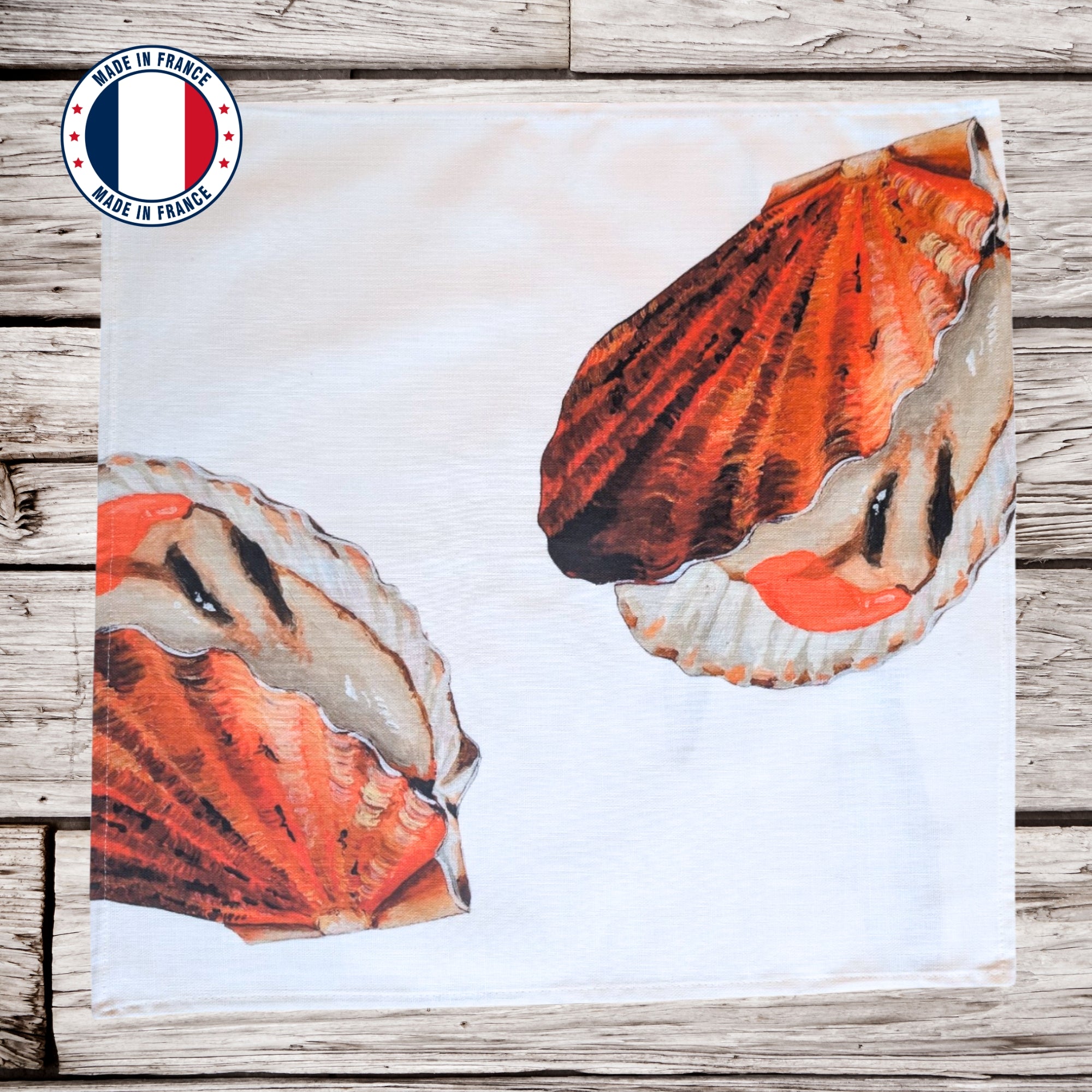Serviette de table en coton : Coquille Saint Jacques