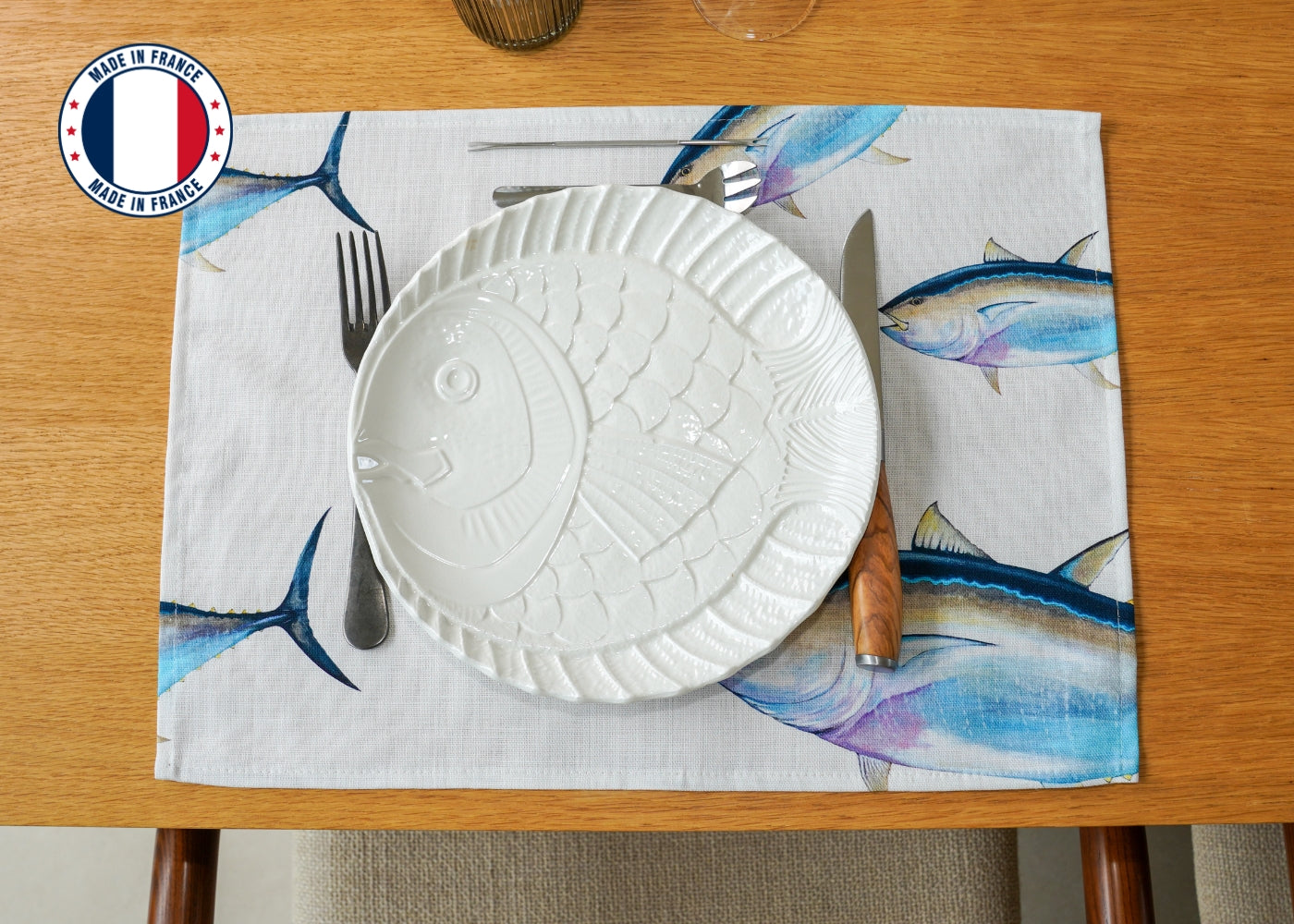 Set de table en coton enduit : Thon Rouge