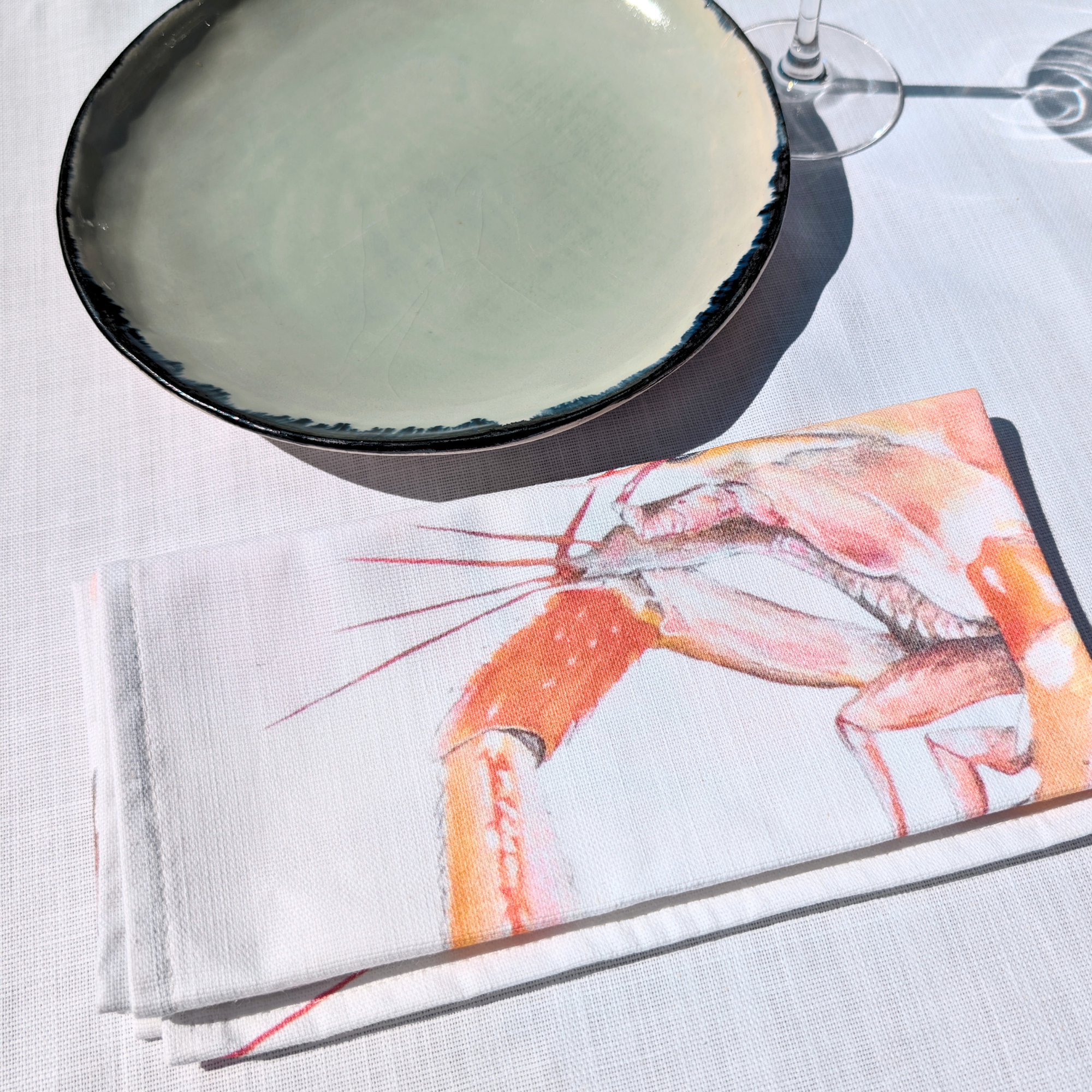 Serviette de table en coton :  Langoustine