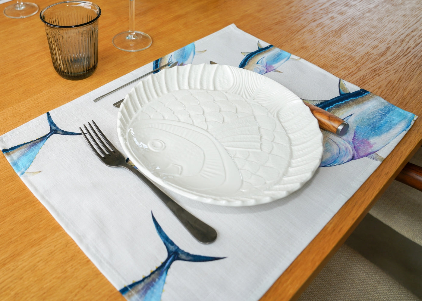 Set de table en coton enduit : Thon Rouge