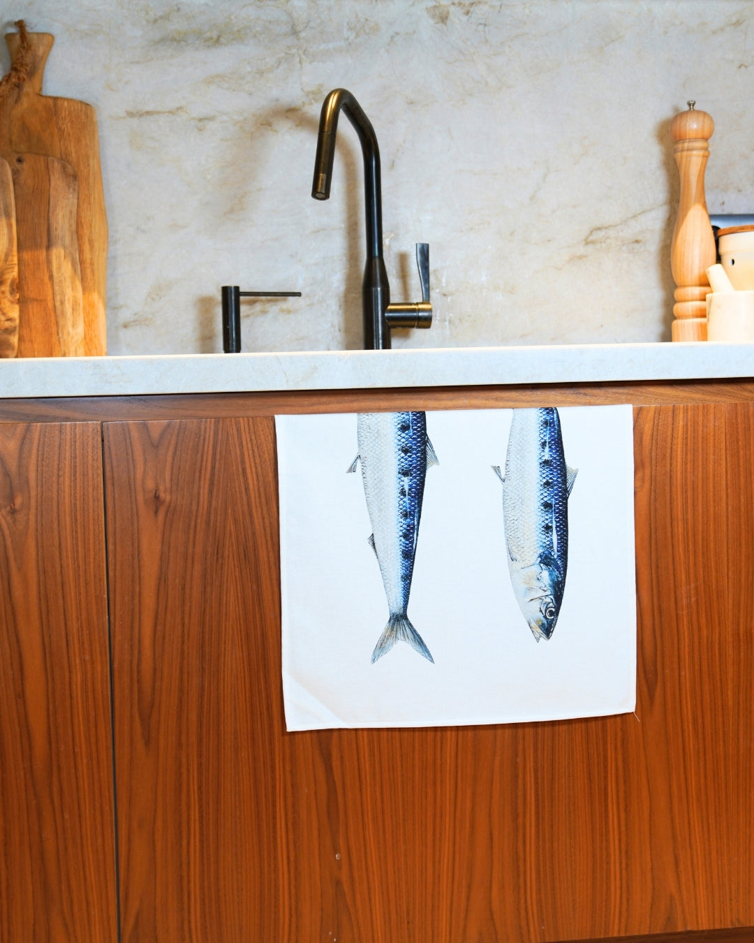 Torchon 100% coton : Les Sardines