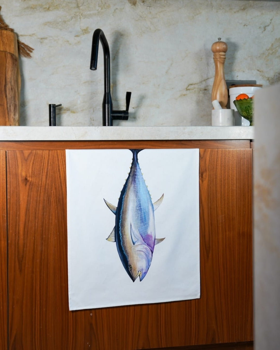 100% cotton tea towel: Red Tuna