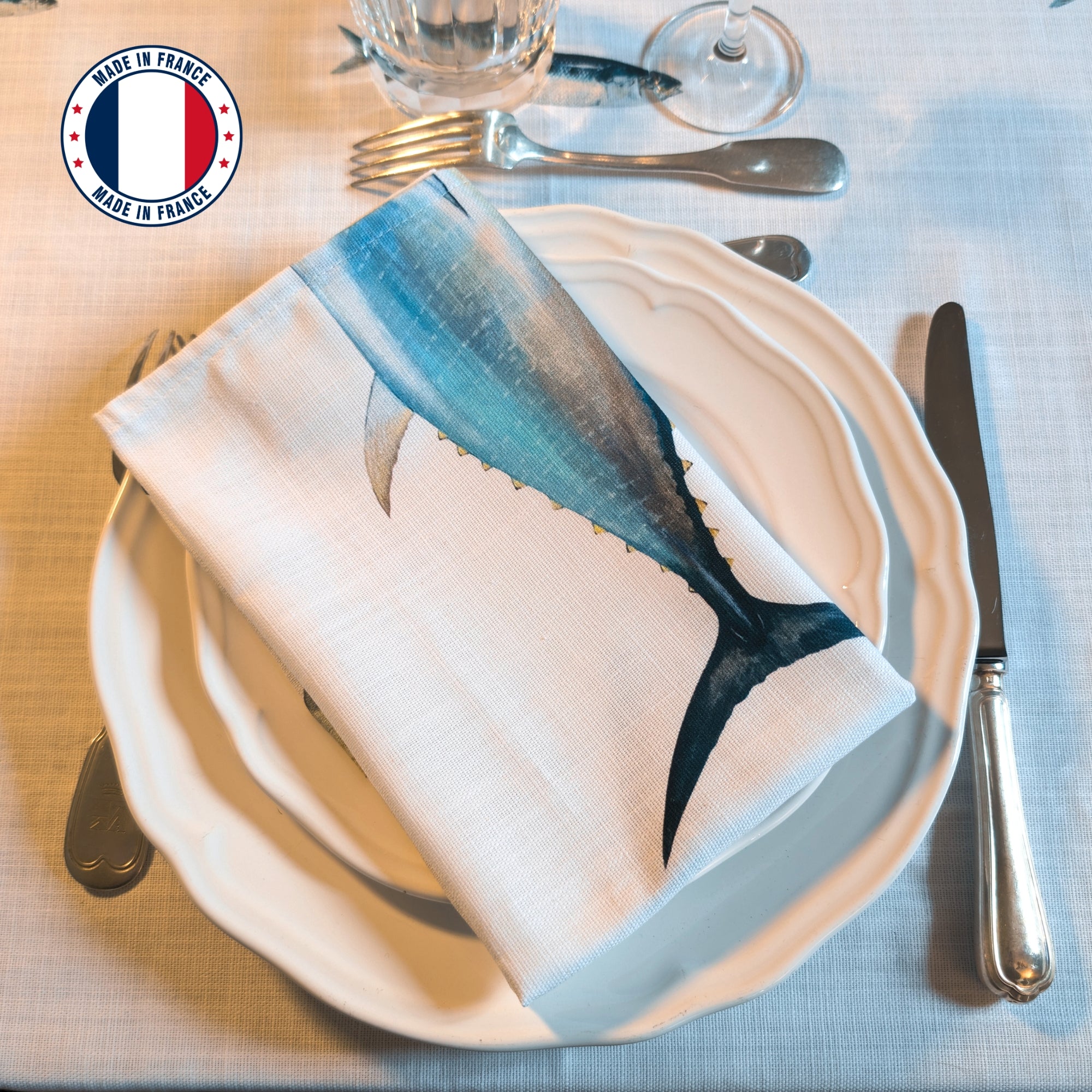 Serviette de table en coton : Thon Rouge