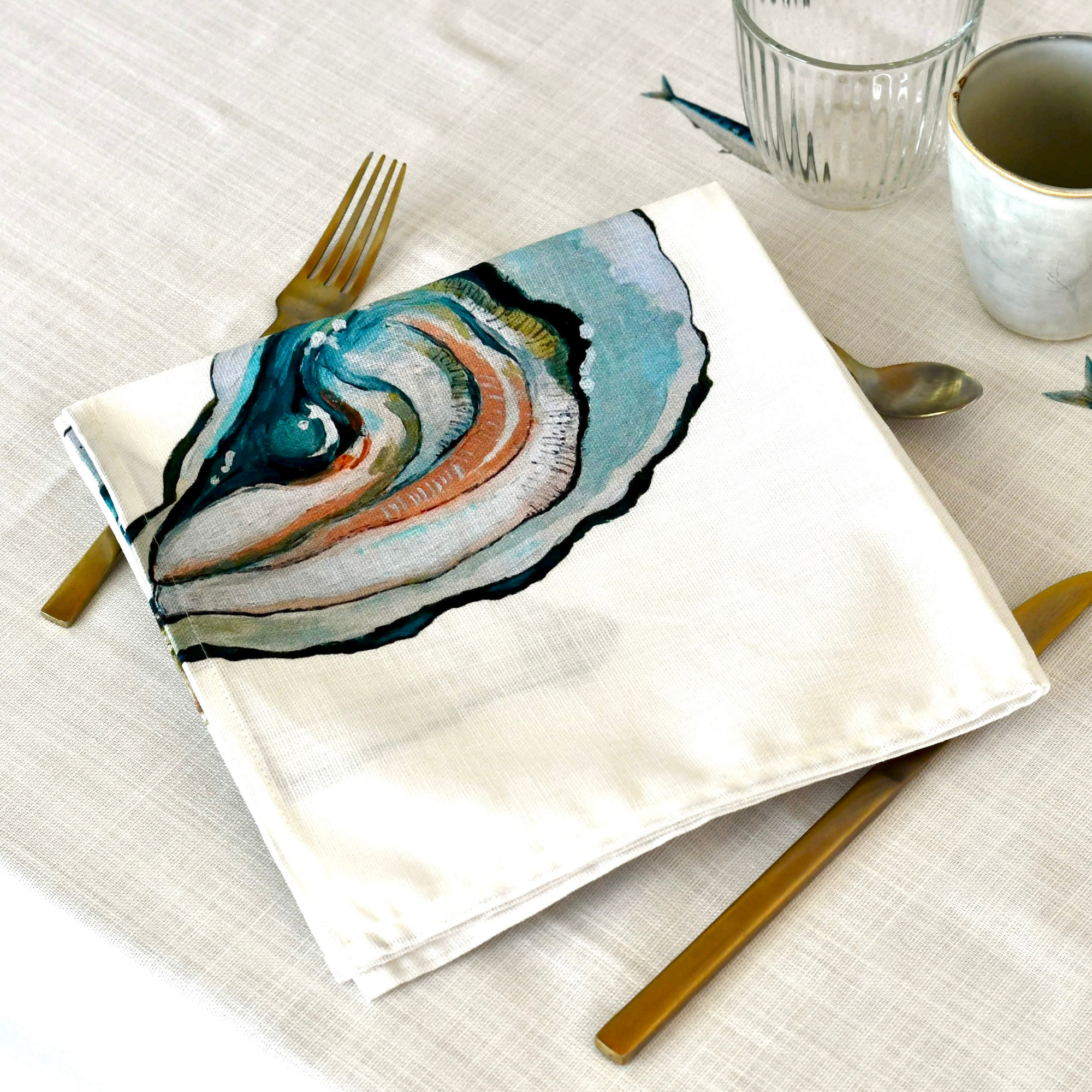 Pack de 4 serviettes de table : La Marée Nacrée