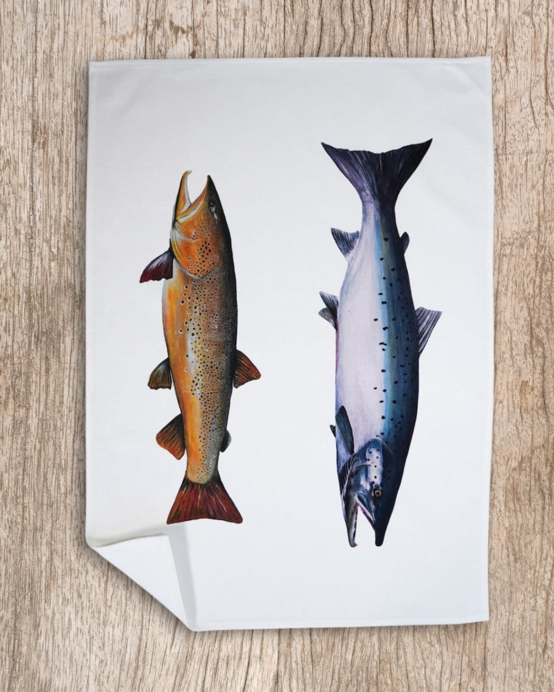 100% cotton tea towel: Salmonidae