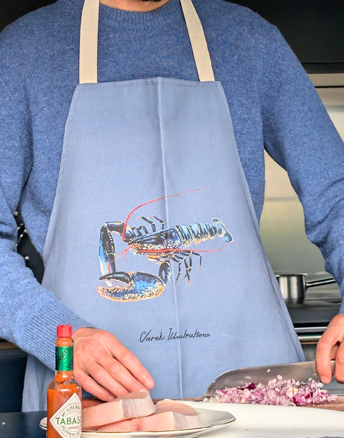 Tablier Bleu Profond 100% coton : Le Homard