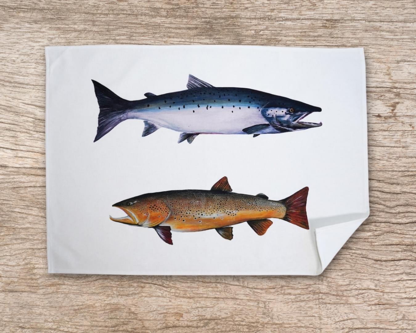 100% cotton tea towel: Salmonidae