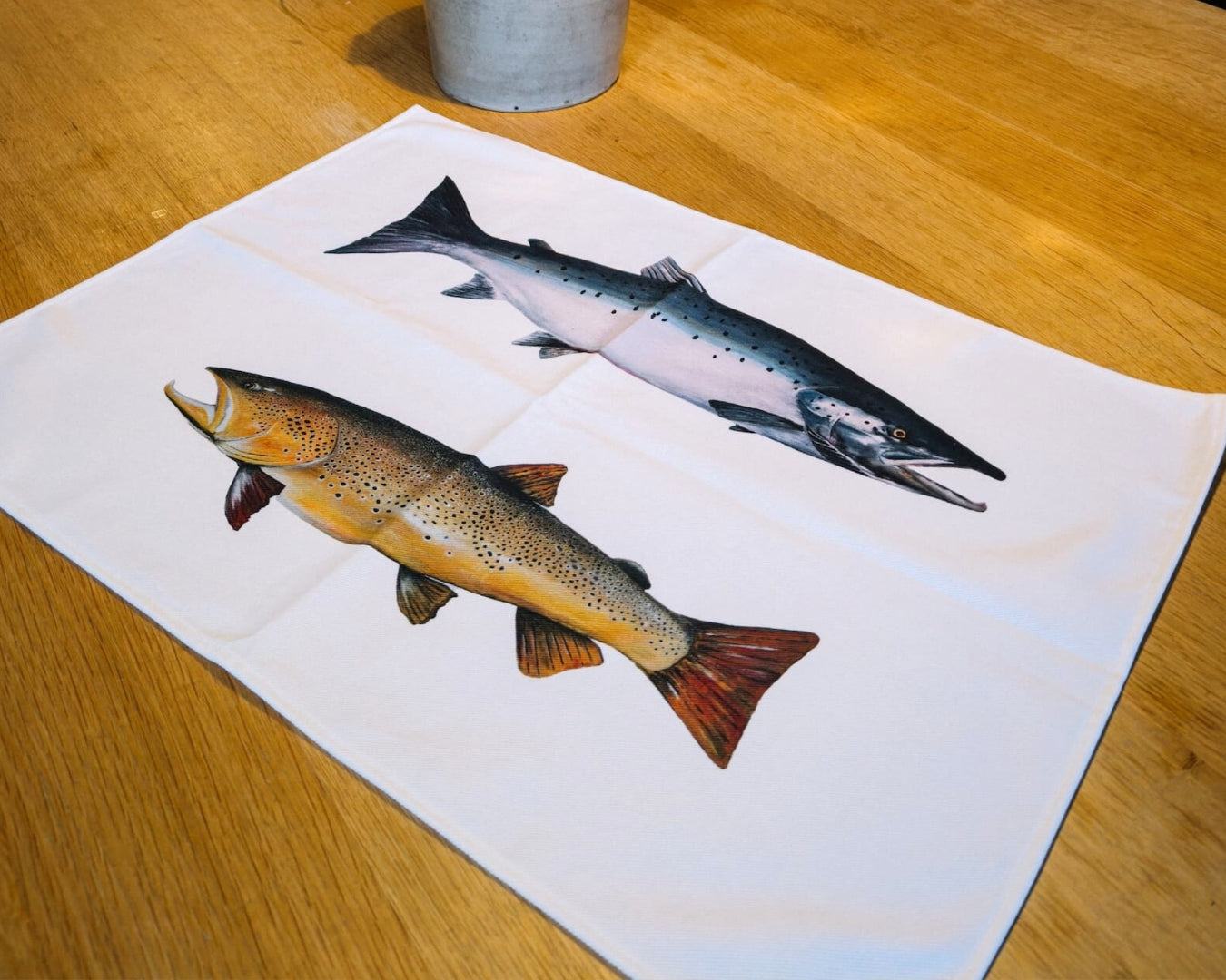 100% cotton tea towel: Salmonidae