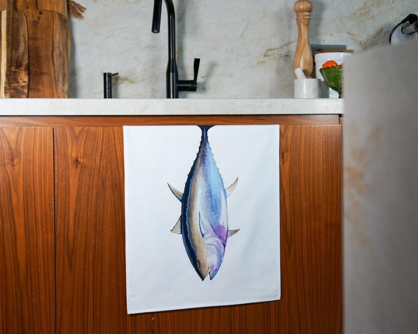100% cotton tea towel: Red Tuna