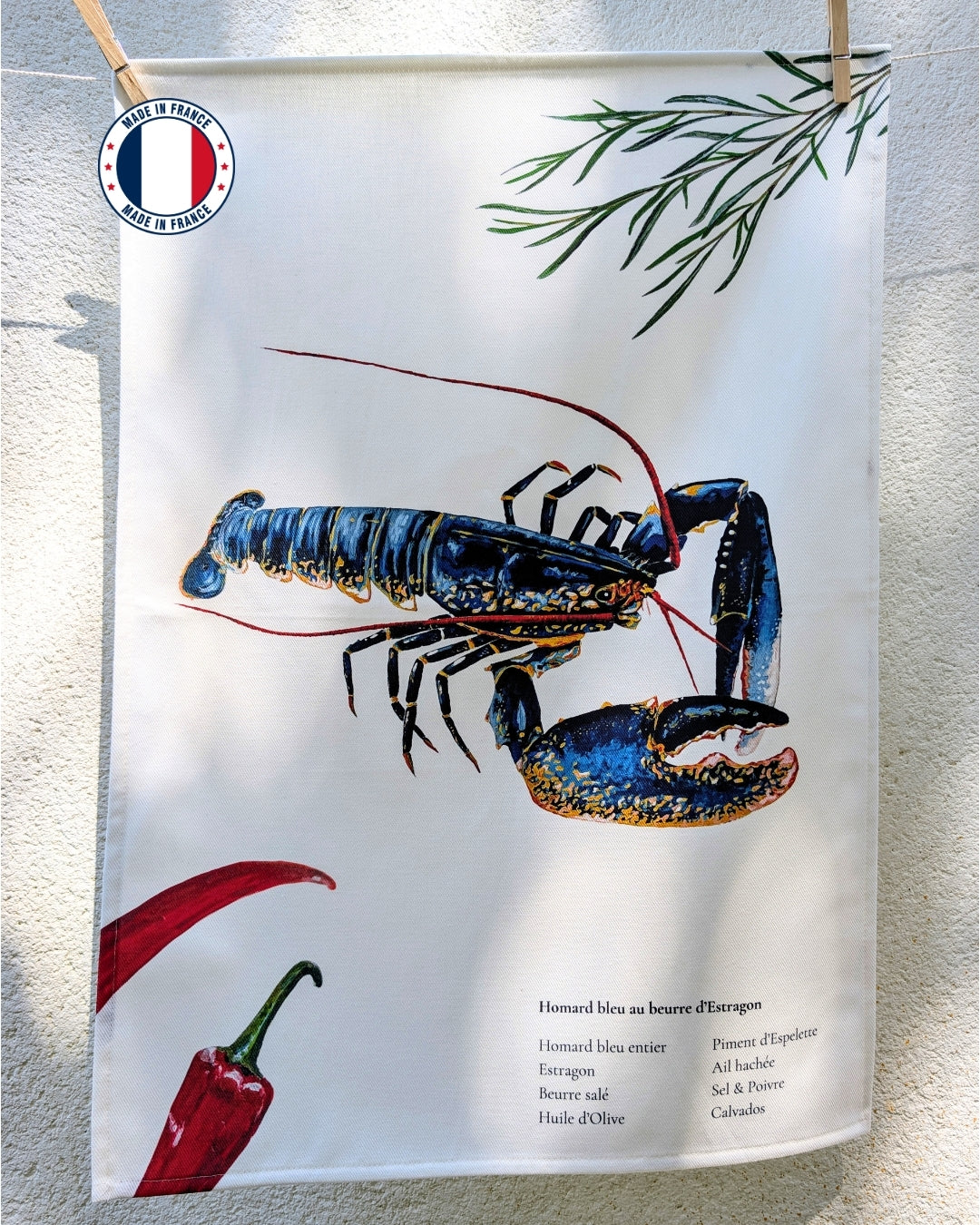 Lot de 3 Torchons 100% coton : Les Recettes de Fruits de Mer