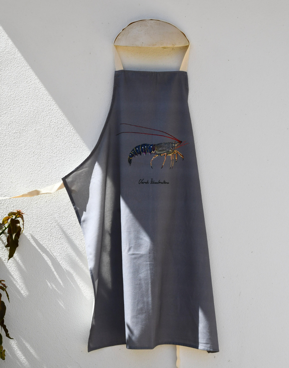 Apron Red brown 100% cotton: the shrimp