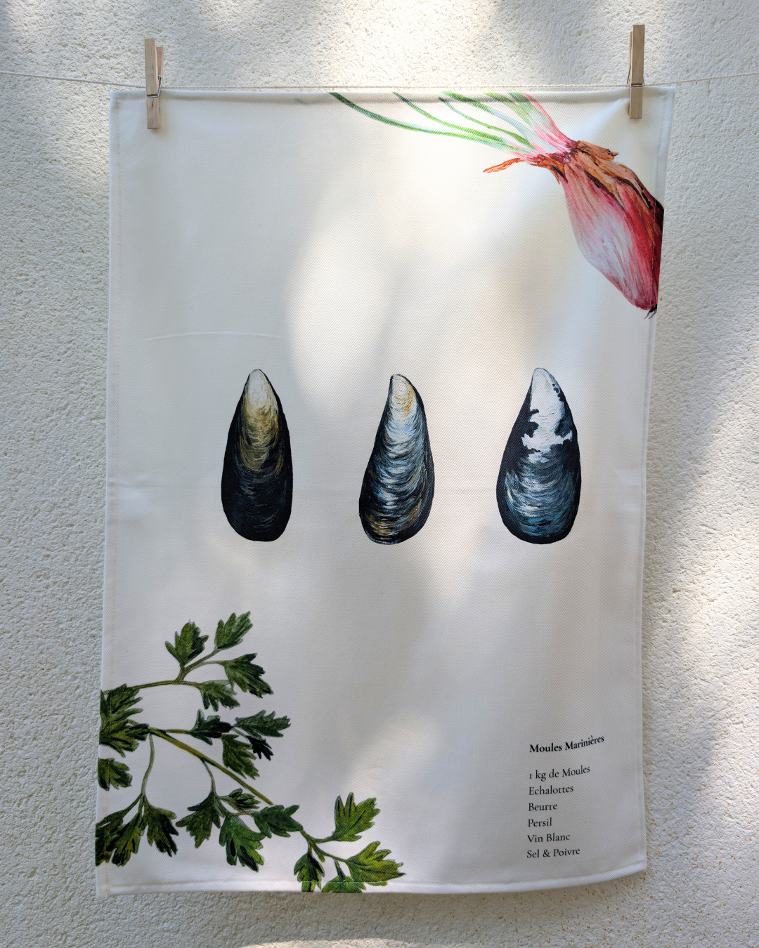Lot de 3 Torchons 100% coton : Les Recettes de Fruits de Mer