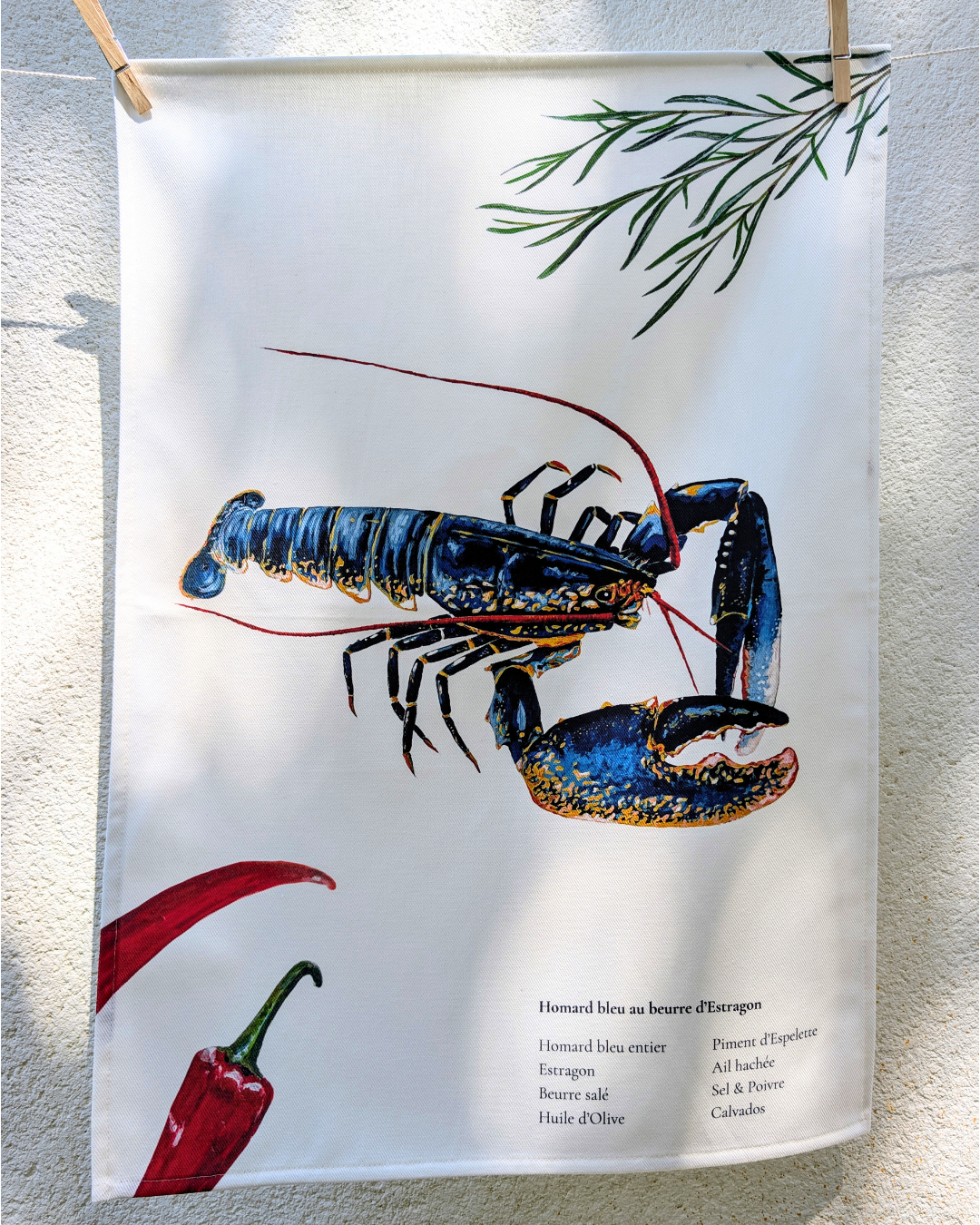 Lot de 3 Torchons 100% coton : Les Recettes de Fruits de Mer