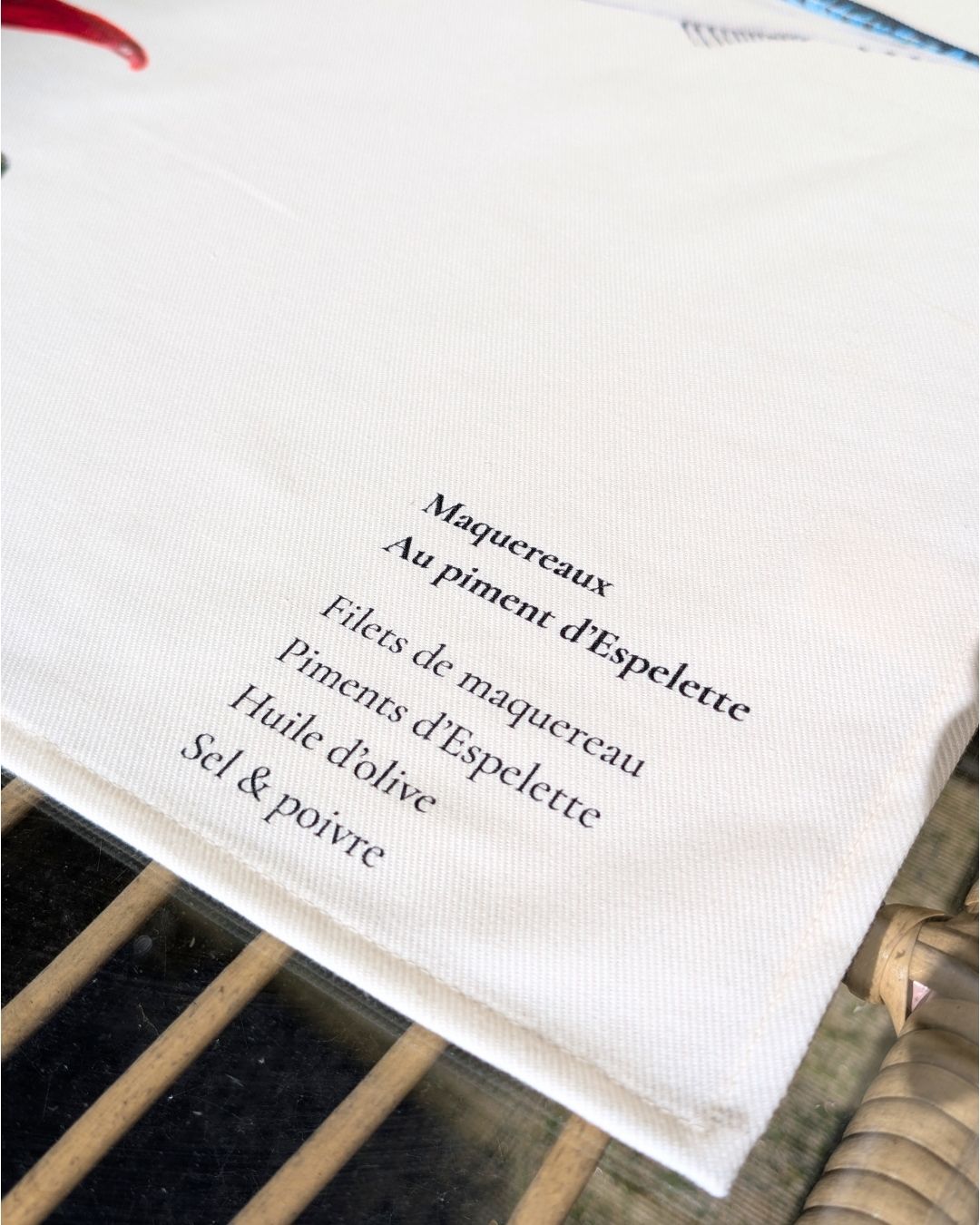 Torchon 100% coton : Le Maquereau au Piment d'Espelette