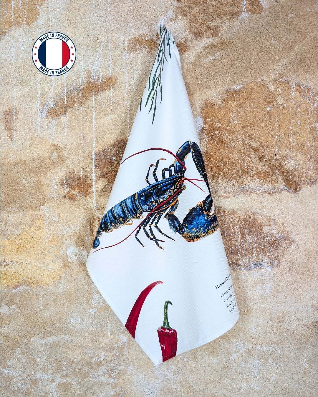 Lot de 3 Torchons 100% coton : Les Recettes de Fruits de Mer