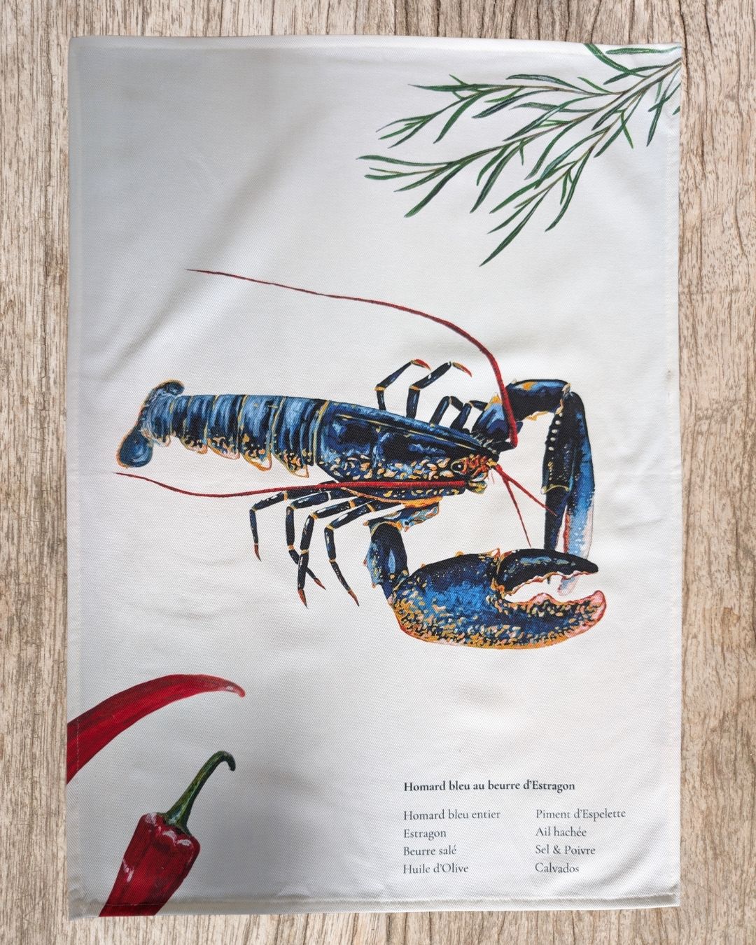 Torchon 100% coton : Le Homard au beurre d'estragon