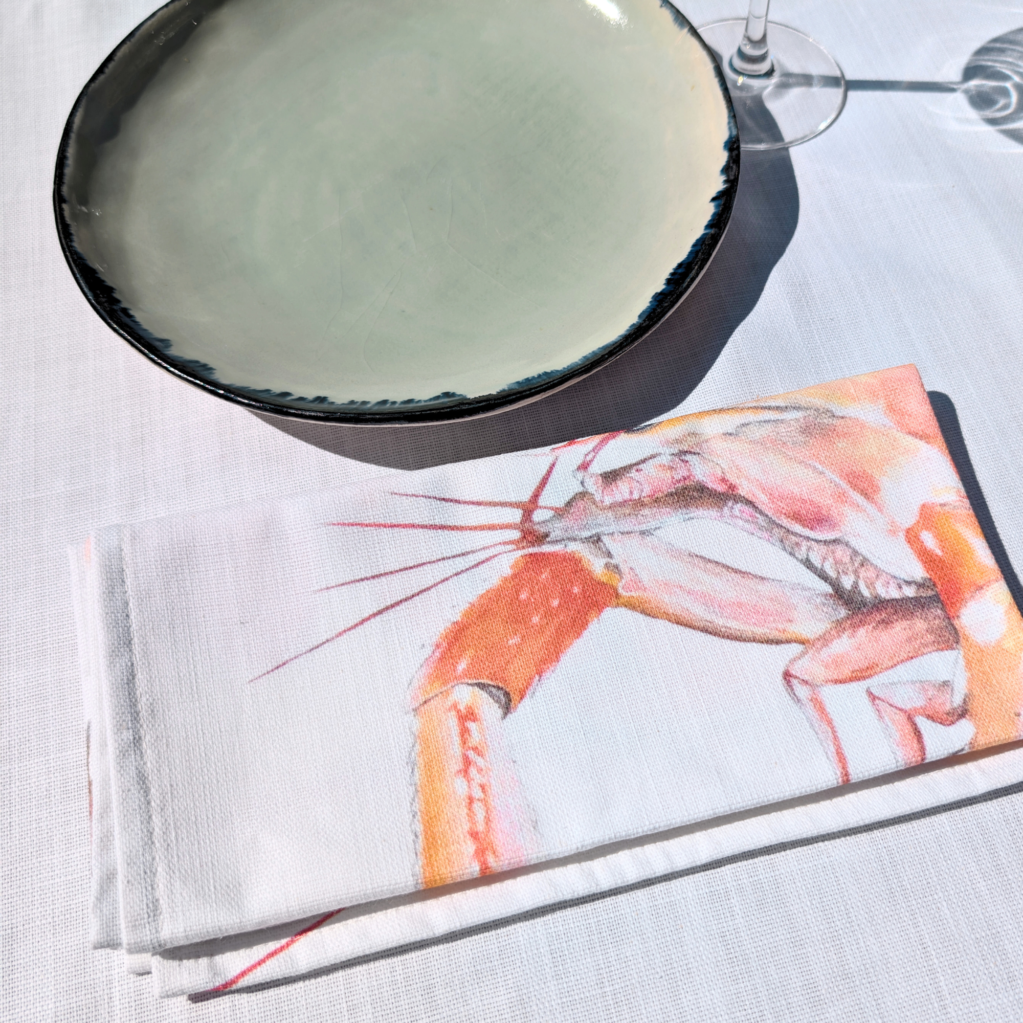 Serviette de table en coton natté 48 x 48 cm :  Langoustine