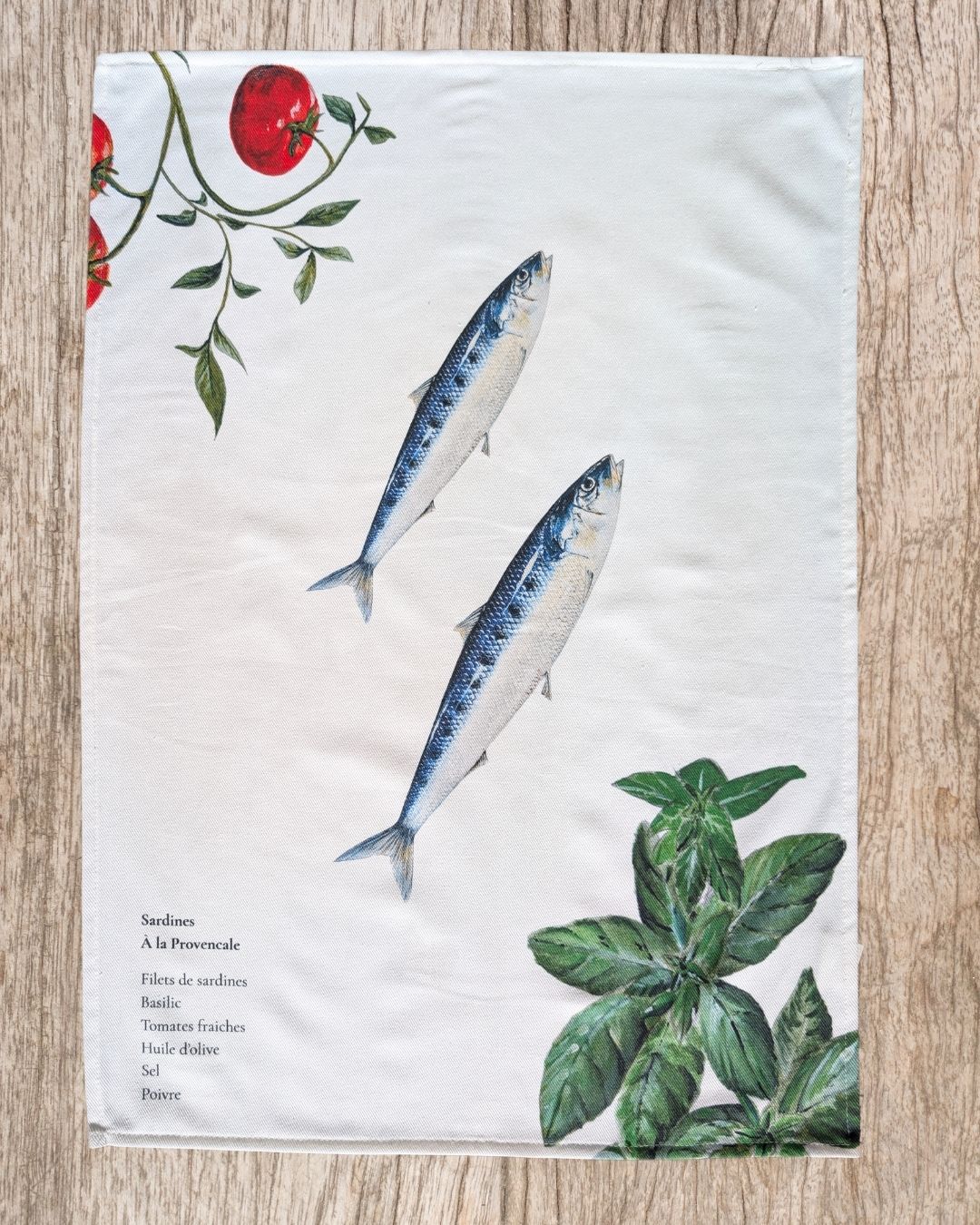 Torchon 100% coton : Les Sardines à La Provencale