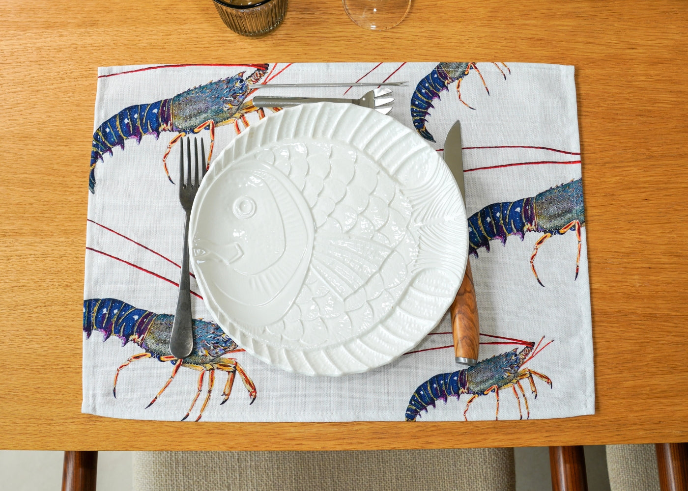 Set de table en coton natté x enduction acrylique : Langouste