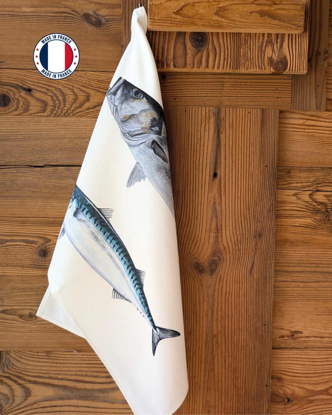 Torchon 100% coton : Le Bar et le Maquereau