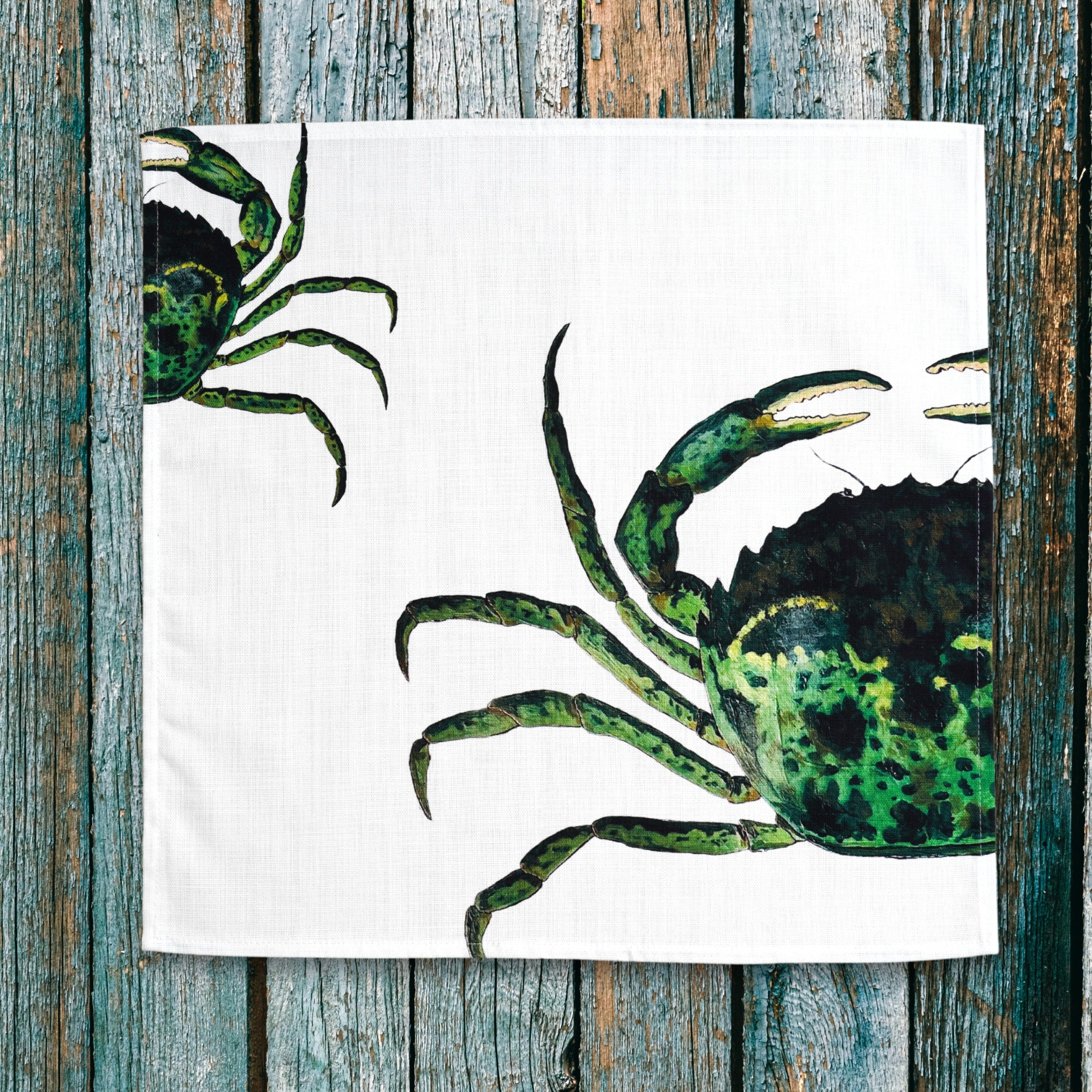 Serviette de table en coton natté 48 x 48 cm : Crabe Vert