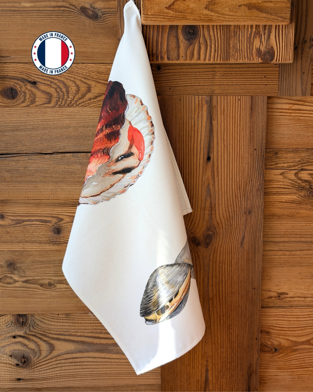 Torchon 100% coton : La Coquille Saint Jacque & La Palourde