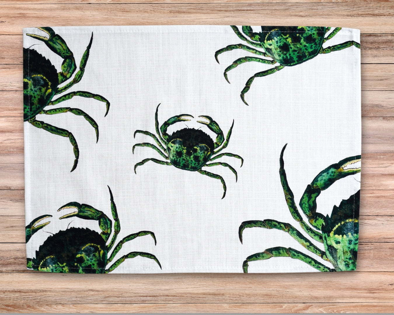 Set de table en coton natté x enduction acrylique : Crabe Vert