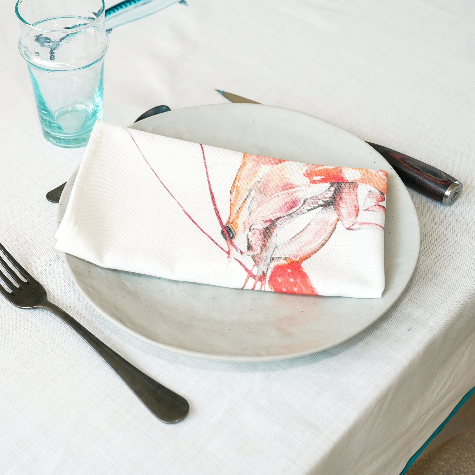 Serviette de table en coton :  Langoustine