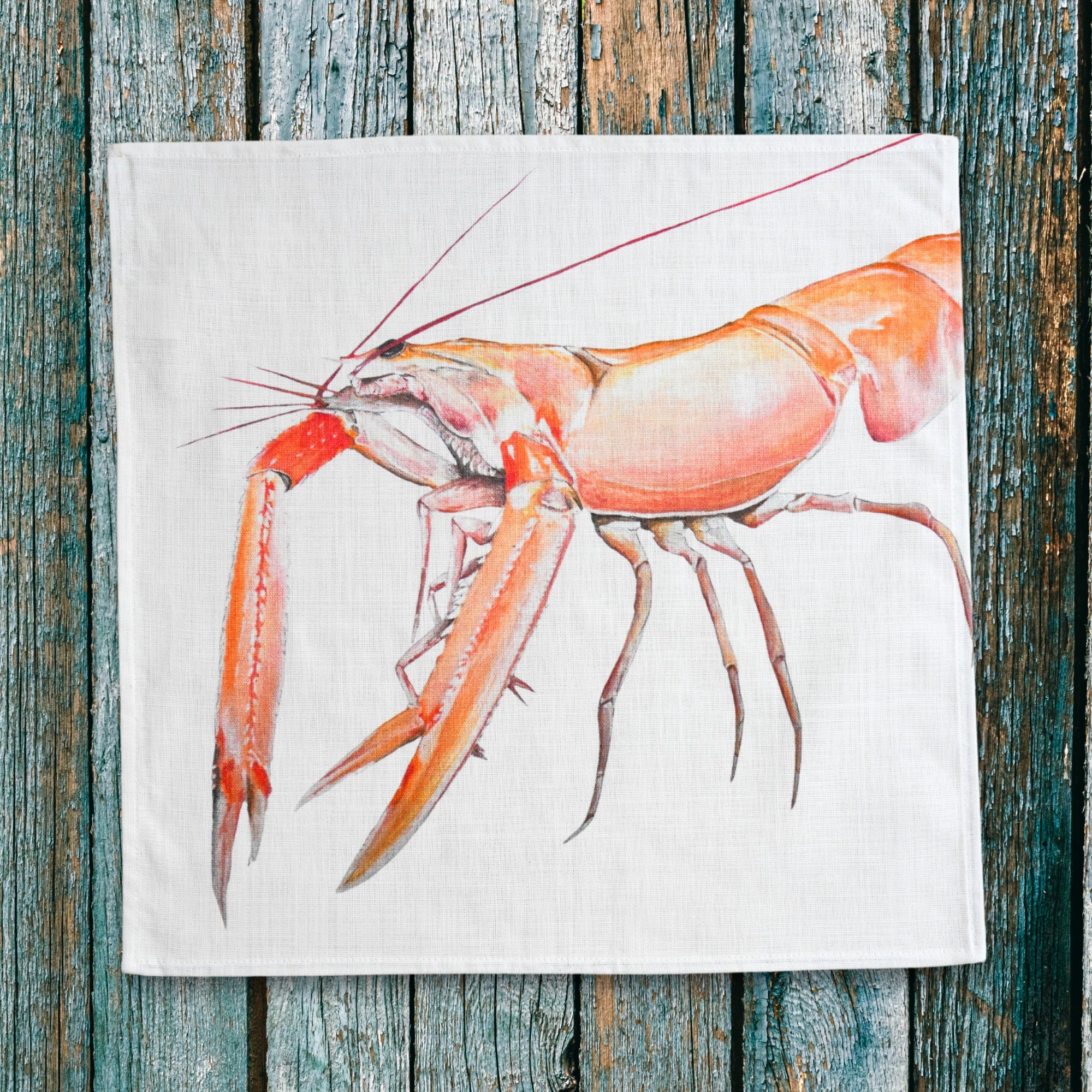 Serviette de table en coton natté 48 x 48 cm :  Langoustine