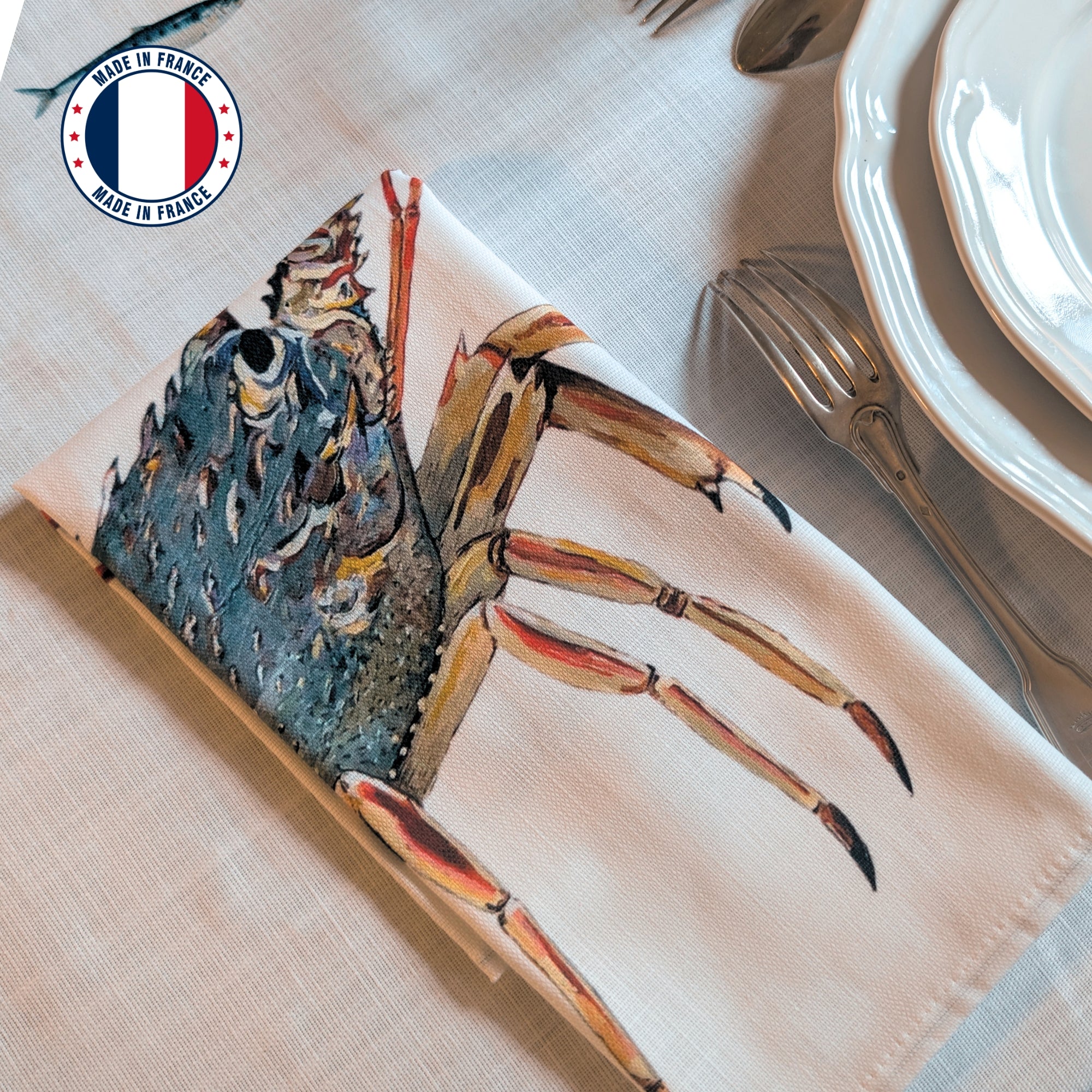 Serviette de table en coton : Langouste