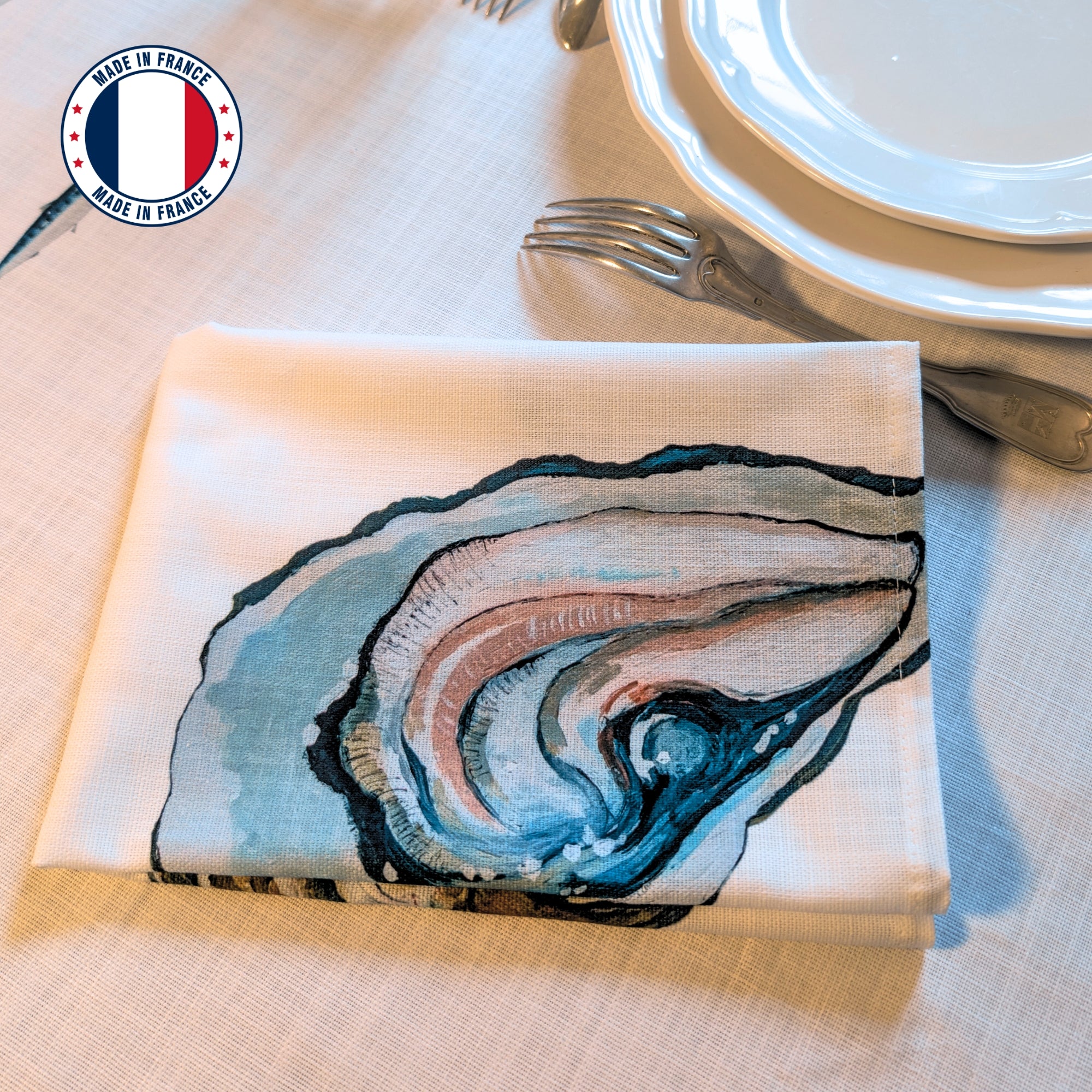Serviette de table en coton : Huitre
