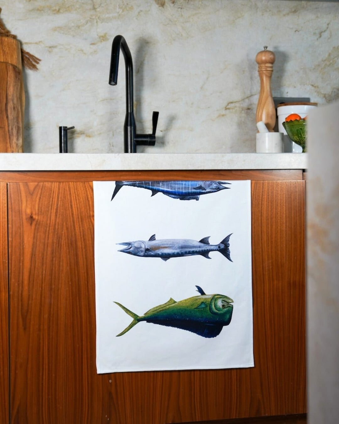 Torchon 100% coton : Les Poissons Exotiques