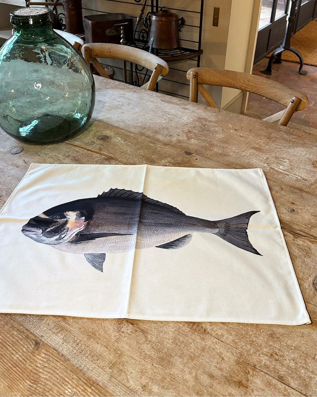 Lot de 3 Torchons 100% coton : Les poissons de nos côtes