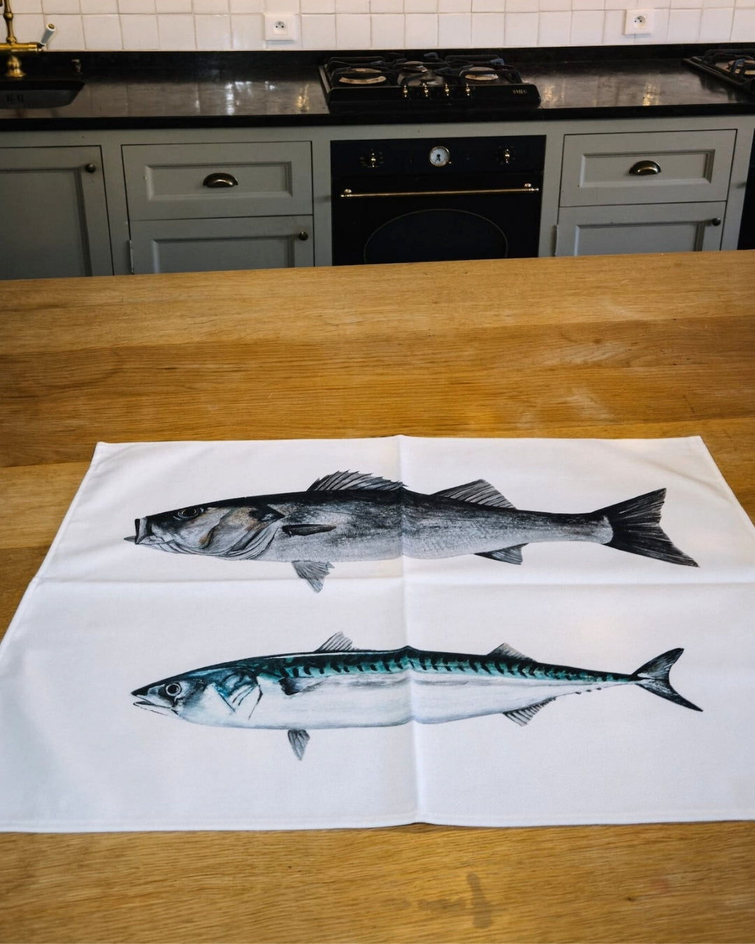 Lot de 3 Torchons 100% coton : Les poissons de nos côtes