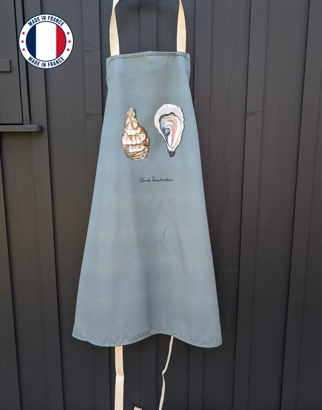 Tablier Bleu d'eau 100% coton : L'Huitre