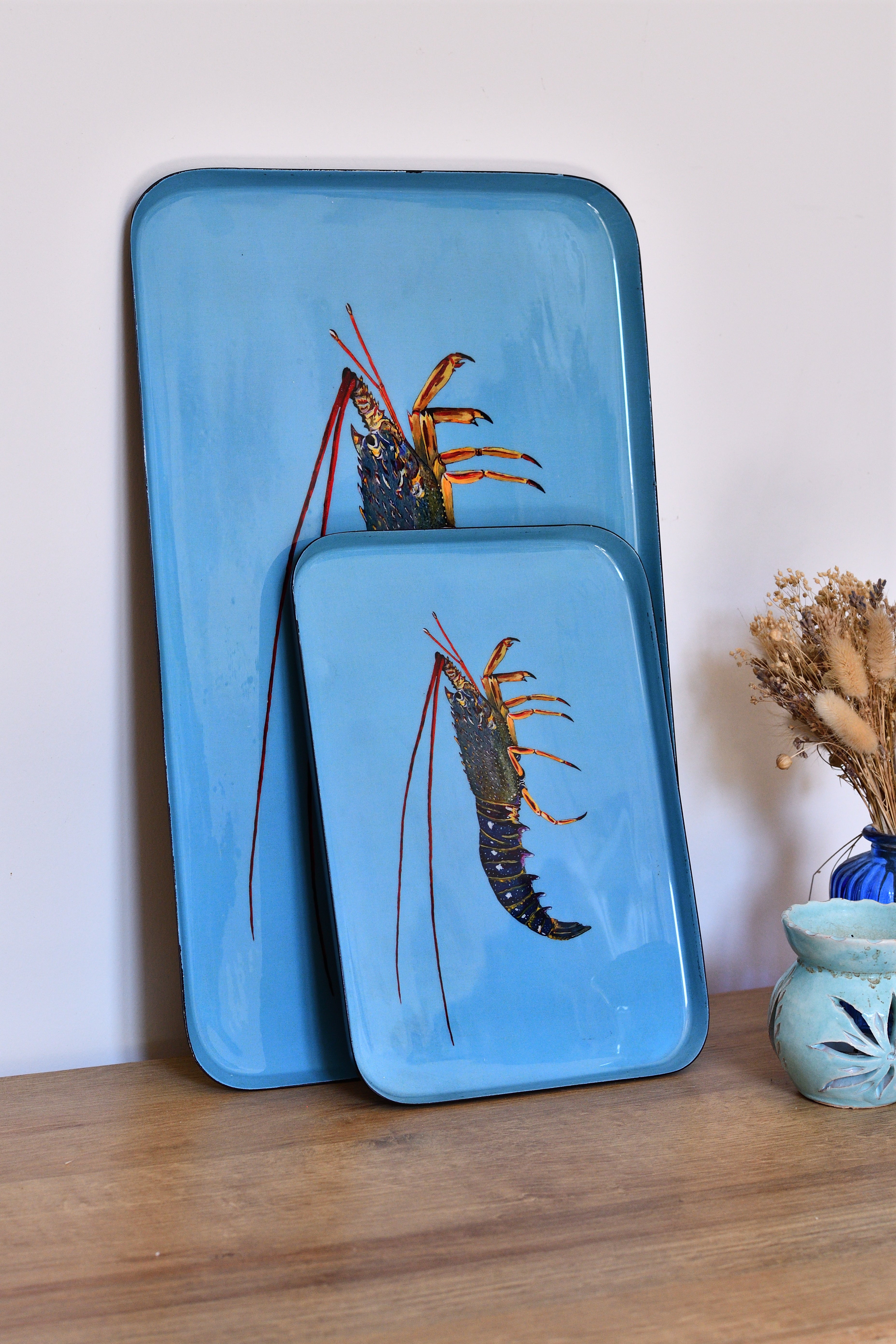 Plateau en aluminium émaillé 40 x 25 cm : La Langouste