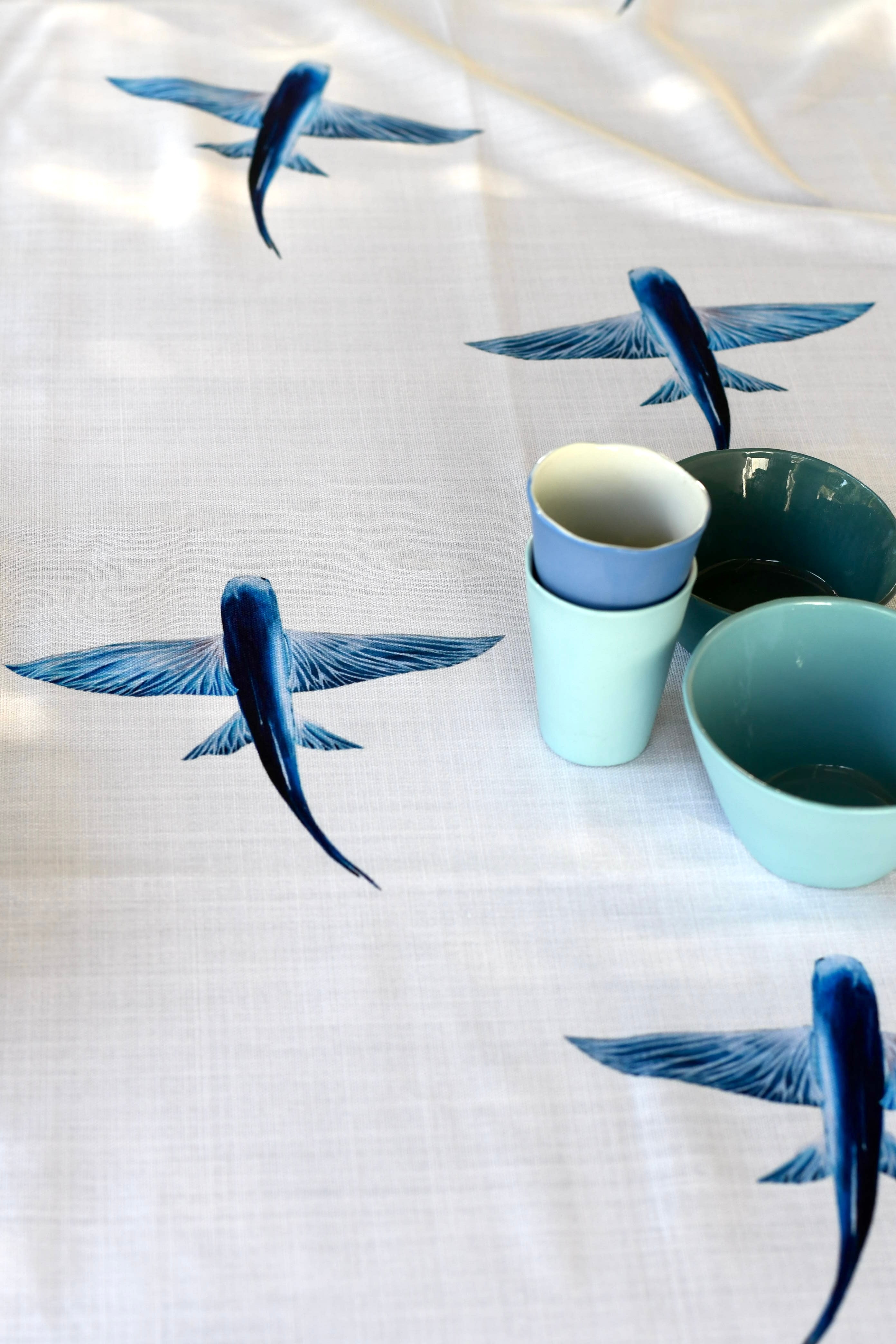 Chemin de table en coton : Les Poissons Volants