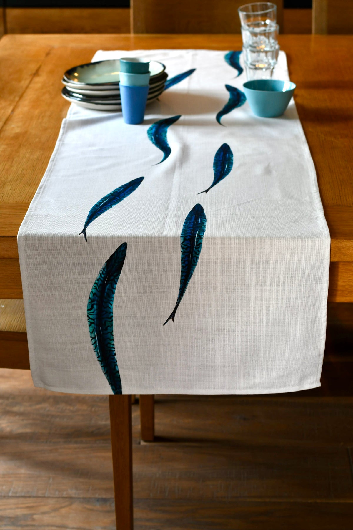 Chemin de table en coton : Les Maquereaux