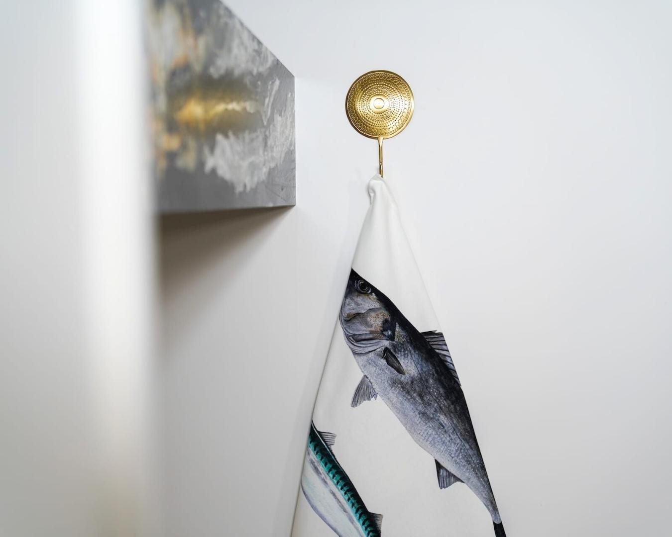 100% cotton tea towel: The Bass and the Mackerel